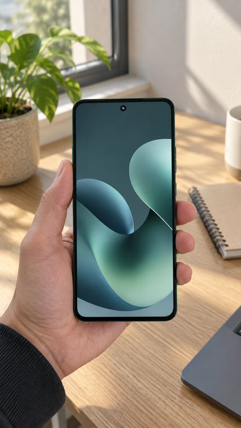 Motorola Moto G86 5G 512 GB, 8 GB RAM + 16 GB RAM Boost verde-escuro, ilustração da parte frontal
